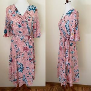 Anthropologie Maeve Adelaide Sheer Floral Wrap Dress